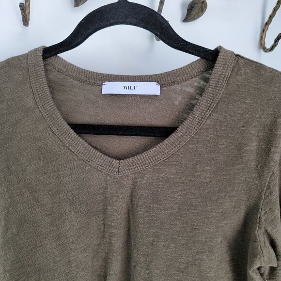 Wilt long sleeve round hem khaki green top - Picture 4 of 7